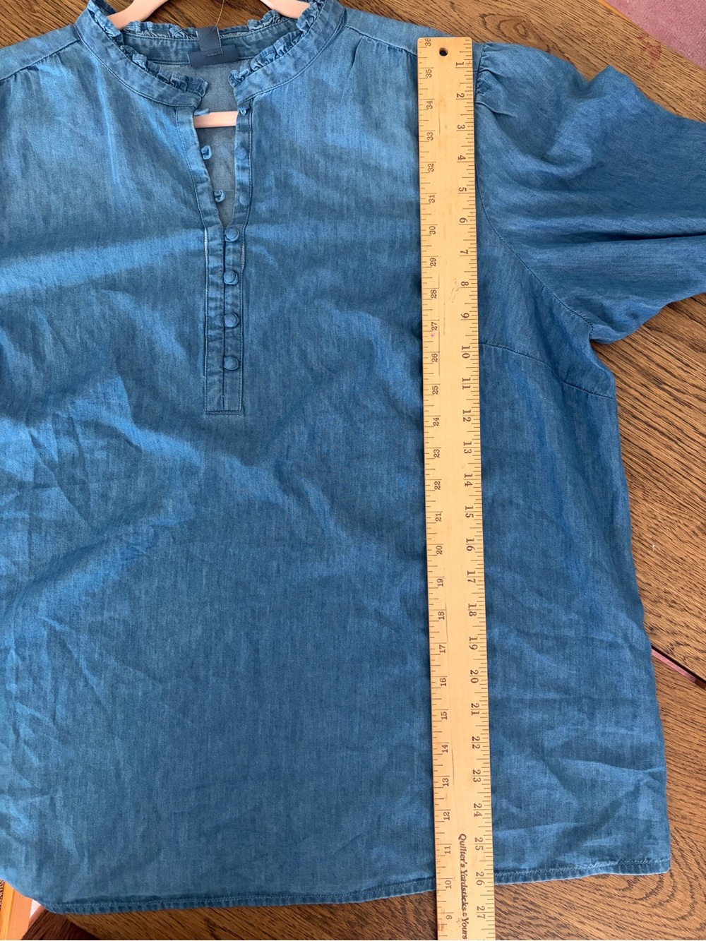 J. Jill (NWT W/ Small Flaw) Light Blue Chambray Indigo Stand Collar Top 2X - Picture 11 of 14